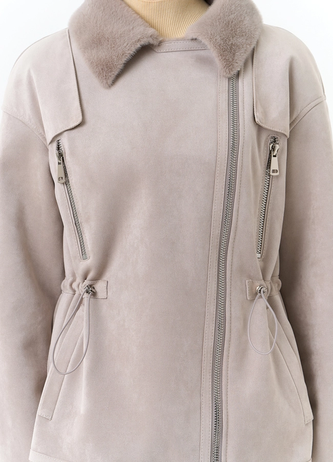 Женская дубленка из эко замши модель № 32694 универмаг малина