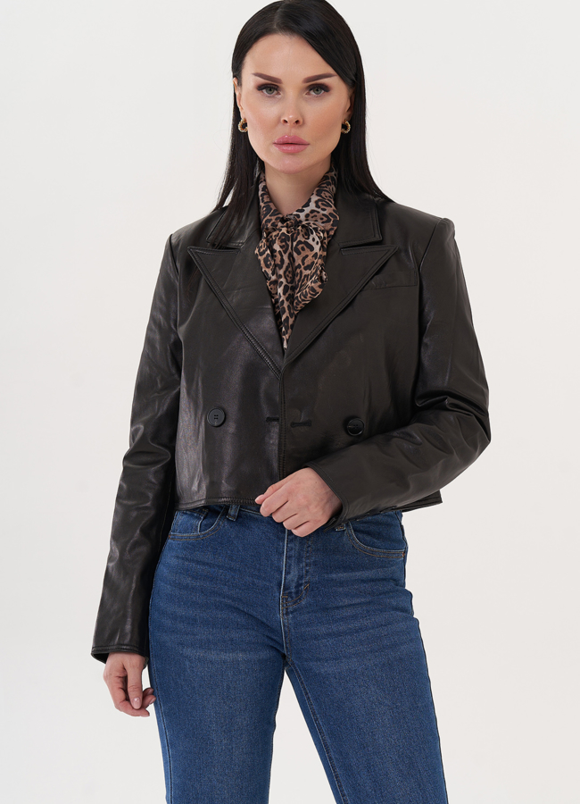 Кожаная куртка-пиджак  модель № 26947 в кредит