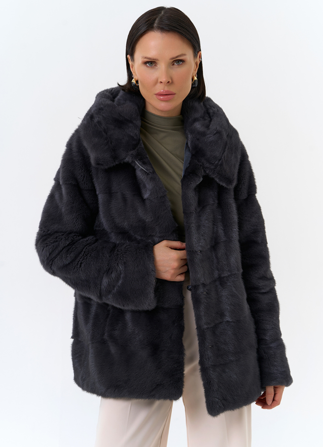 Куртка из меха норки с капюшоном модель № 25398 универмаг малина