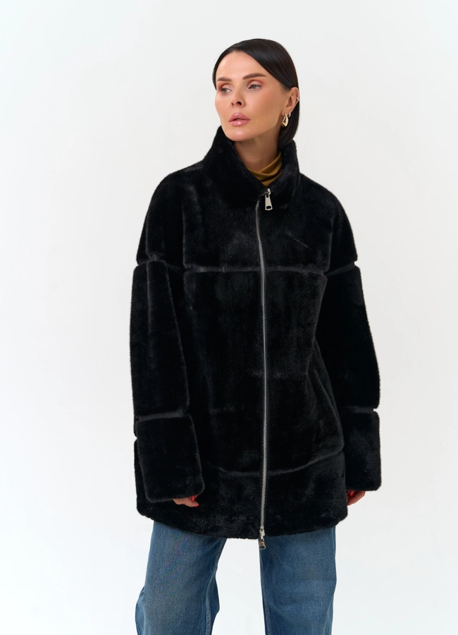 Женское пальто из эко меха модель № 33896 универмаг малина
