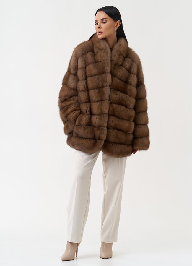 Шуба из куницы с воротником шаль модель № 30478 универмаг малина