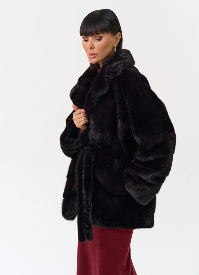Шуба из меха норки с английским воротником модель № 31641 универмаг малина