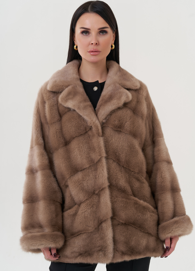 Шуба из норки с английским воротником  модель № 30689 в рассрочку