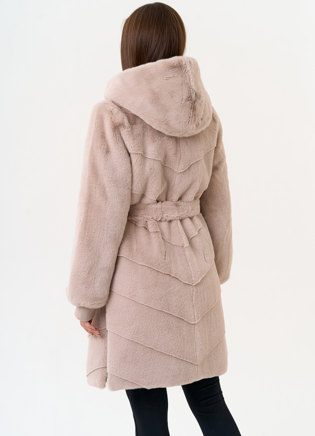 фото Женская шуба из эко меха с капюшоном модель № 31239