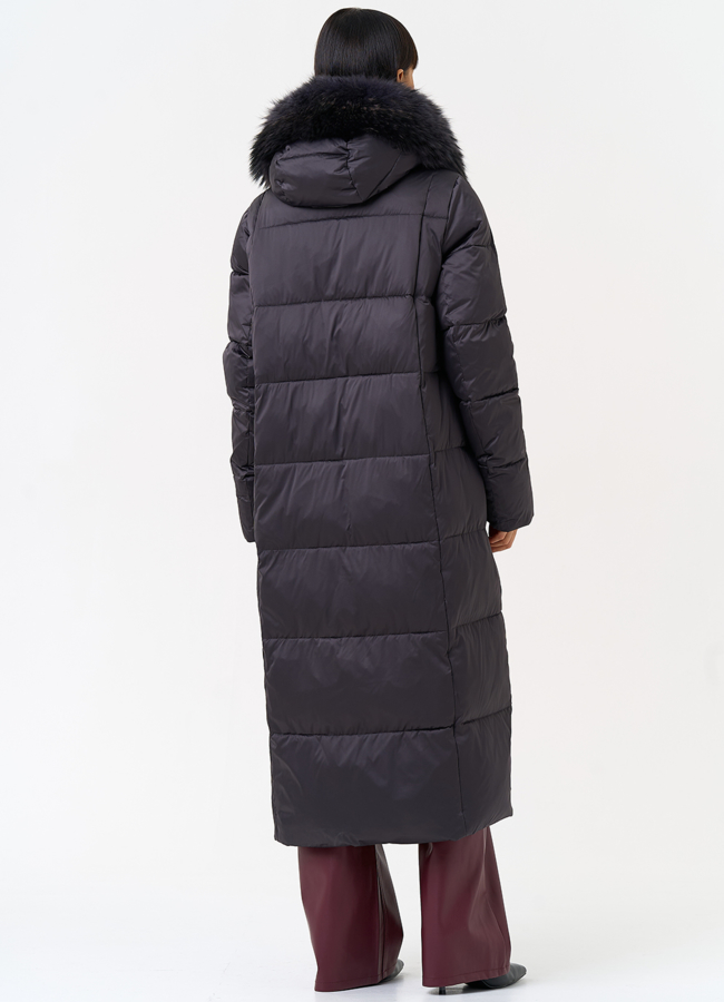 Женский пуховик с капюшоном из меха чернобурки модель № 31674 в кредит