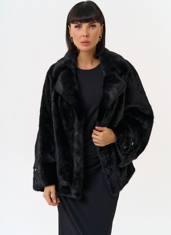 Куртка из меха норки с английским воротником