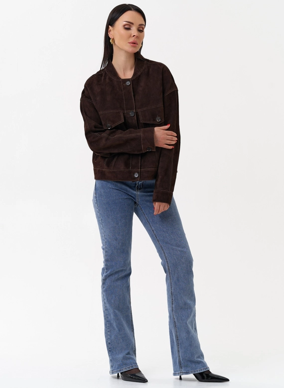 Куртка из замши коричневого цвета