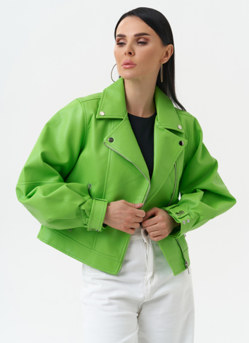 Куртка косуха из эко кожи зеленого цвета
