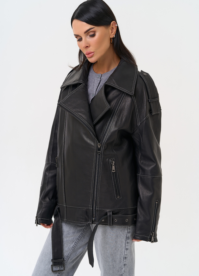 Куртка из натуральной кожи с капюшоном модель № 1729 универмаг малина