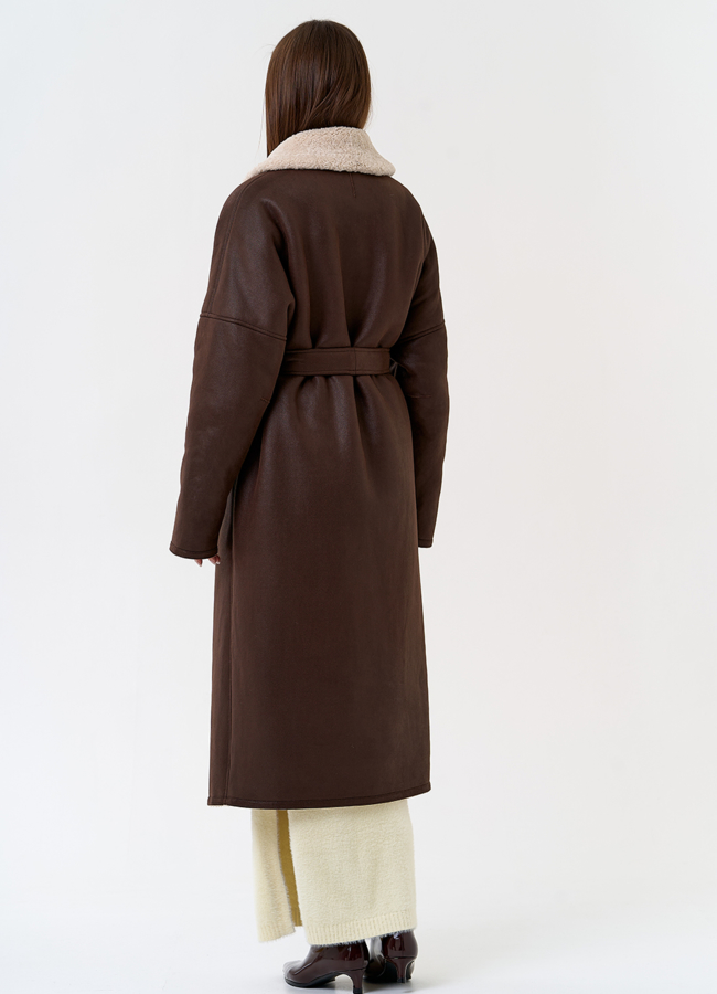 Женская двухсторонняя дубленка из эко замши с воротником шаль модель № 31437 универмаг малина