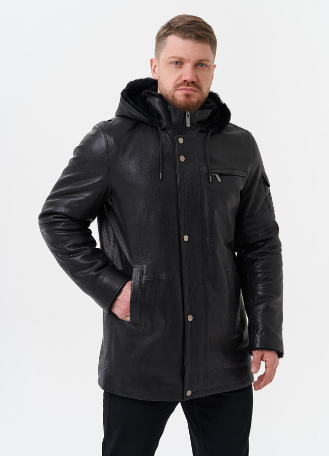 Мужская дубленка черного цвета  модель № 29050 в рассрочку