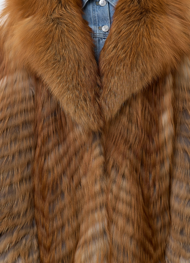 Длинная шуба из рыжей лисы модель № 34165 универмаг малина фото