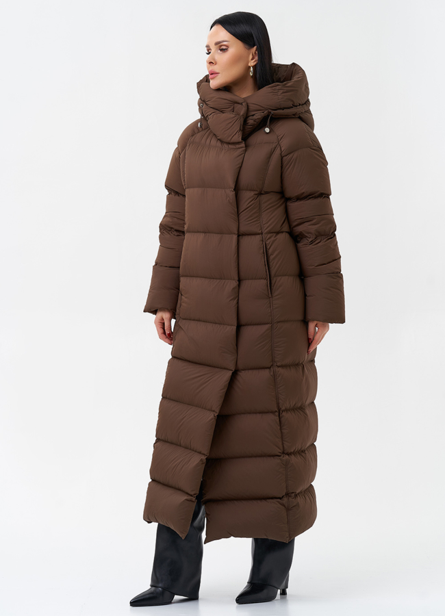 фото Женский пуховик с капюшоном  модель № 28977