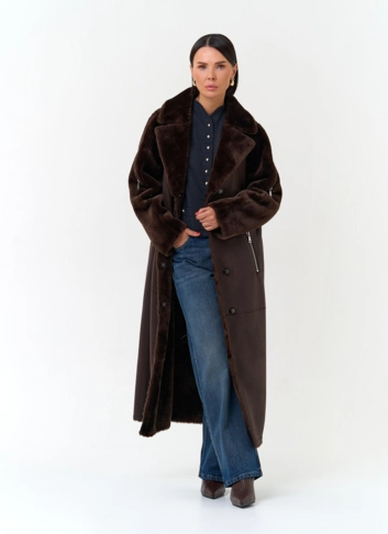 Женская дубленка из эко замши
