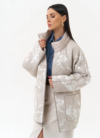 Женская двухсторонняя куртка с воротником стойкой фото