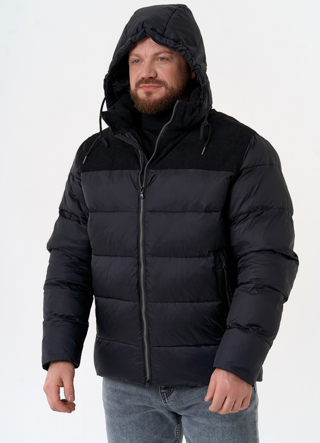 Мужской пуховик с отделкой из вельвета модель № 31469 универмаг малина