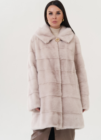 Шуба из норки с капюшоном 