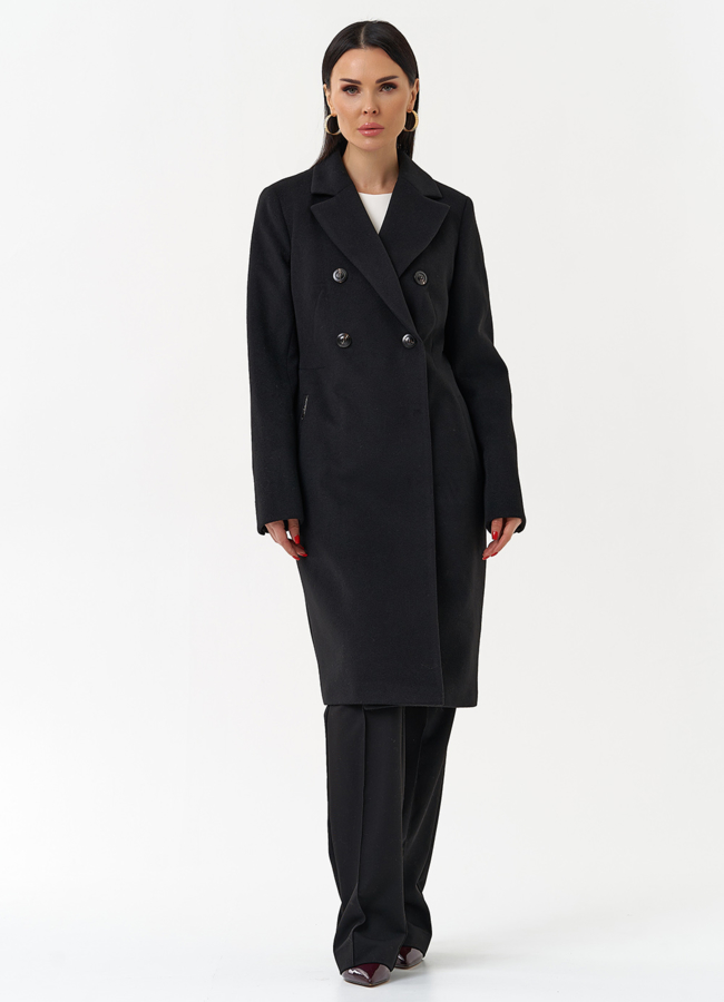 Женское двубортное пальто с поясом модель № 29892 универмаг малина